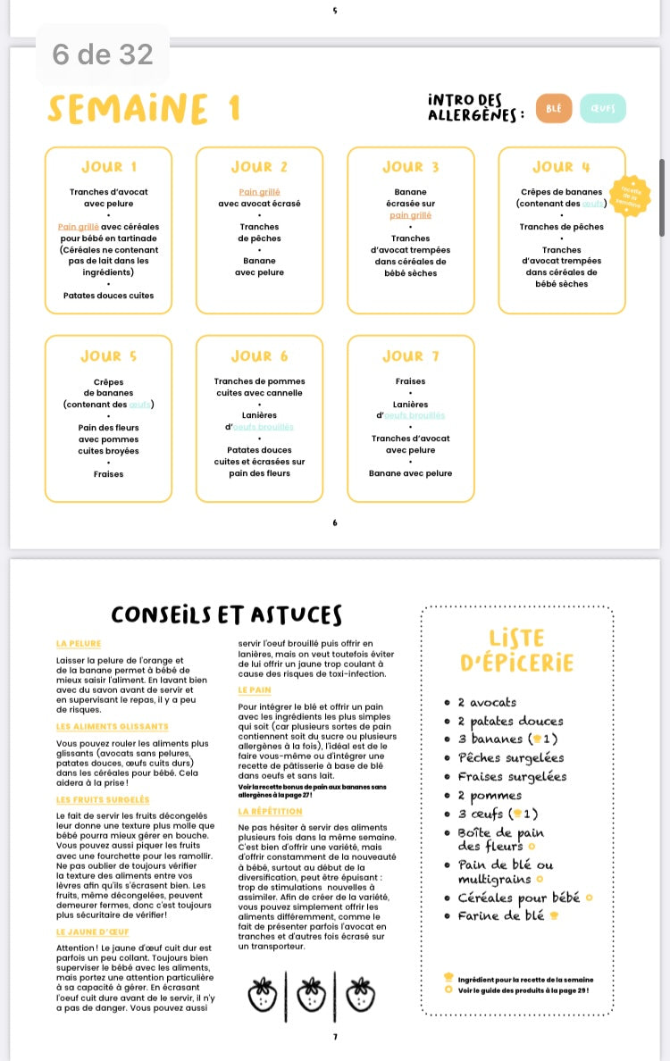 EBOOK / Calendrier des premiers repas