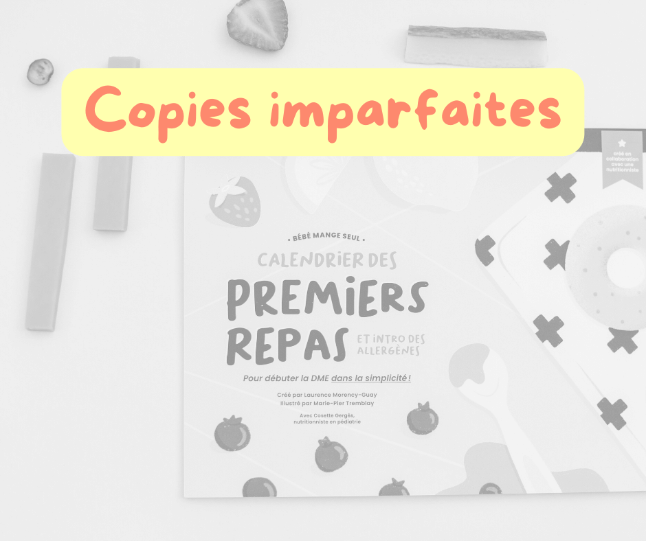 LIVRES PETITS DÉFAUTS - Calendrier des premiers repas et introduction des allergènes livre papier, PDF inclus