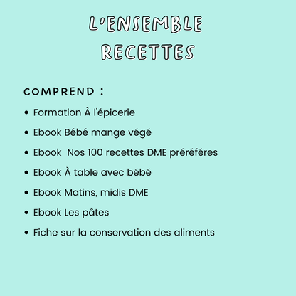 L'ensemble recettes : 1 formation, 5 ebooks